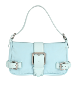 Vendetta Buckle Shoulder Bag, Nylon, Blue, DB, 3*
